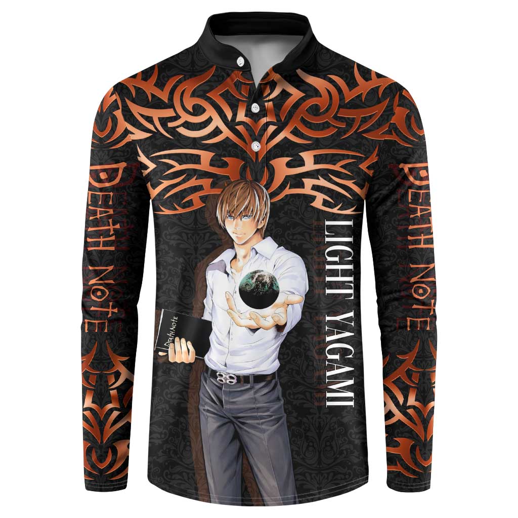 Light Yagami Death Note Button Sweatshirt Tribal Anime Fusion Style