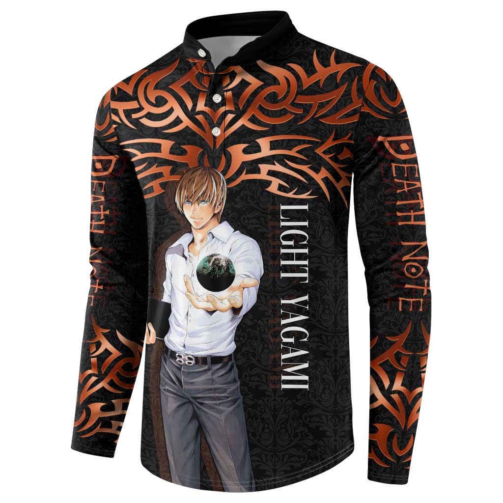 Light Yagami Death Note Button Sweatshirt Tribal Anime Fusion Style
