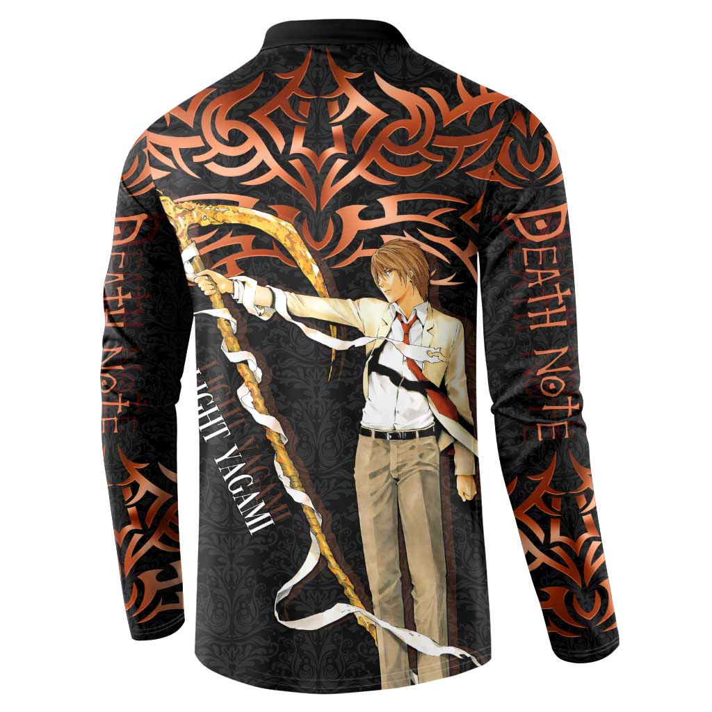 Light Yagami Death Note Button Sweatshirt Tribal Anime Fusion Style
