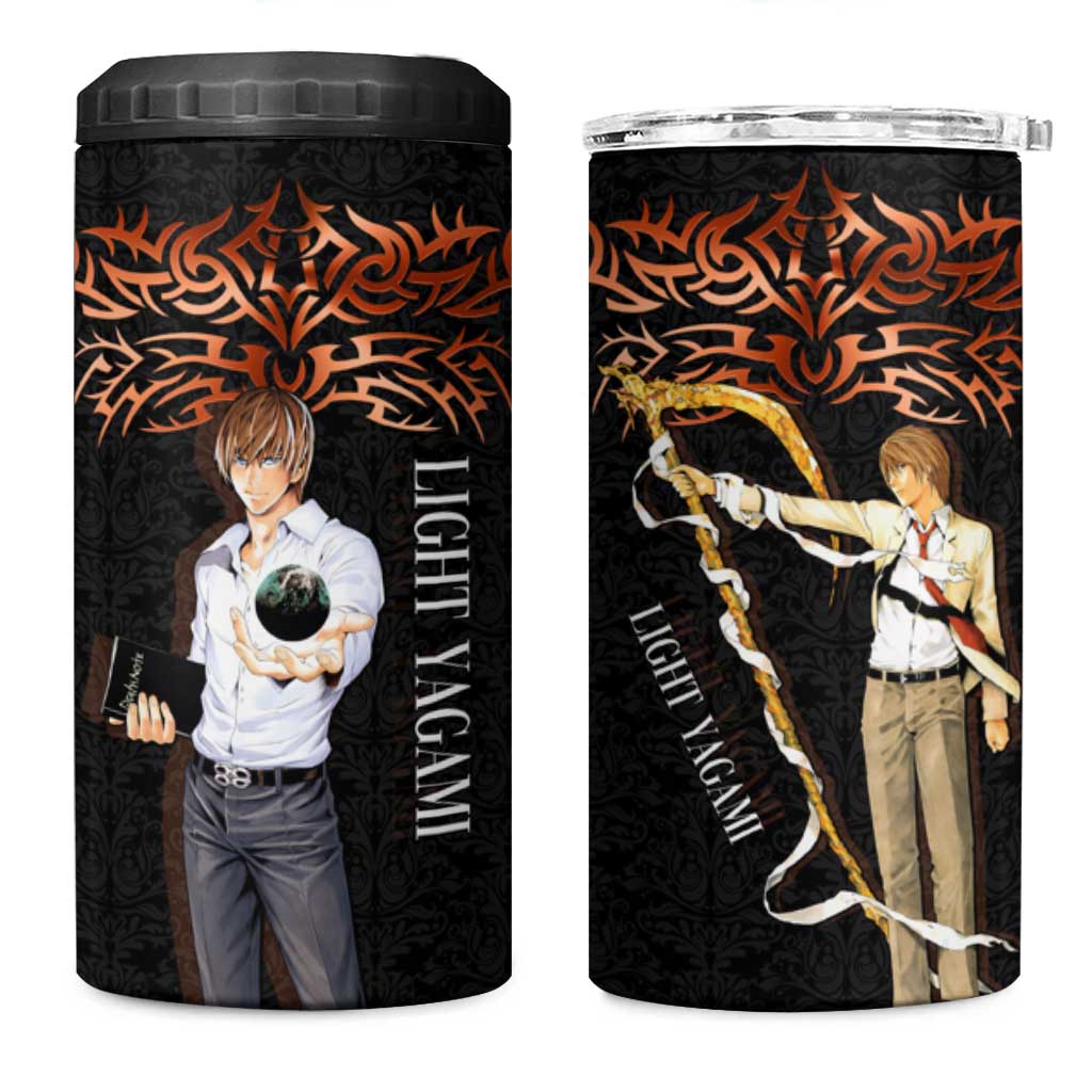 Light Yagami Death Note 4 in 1 Can Cooler Tumbler Tribal Anime Fusion Style