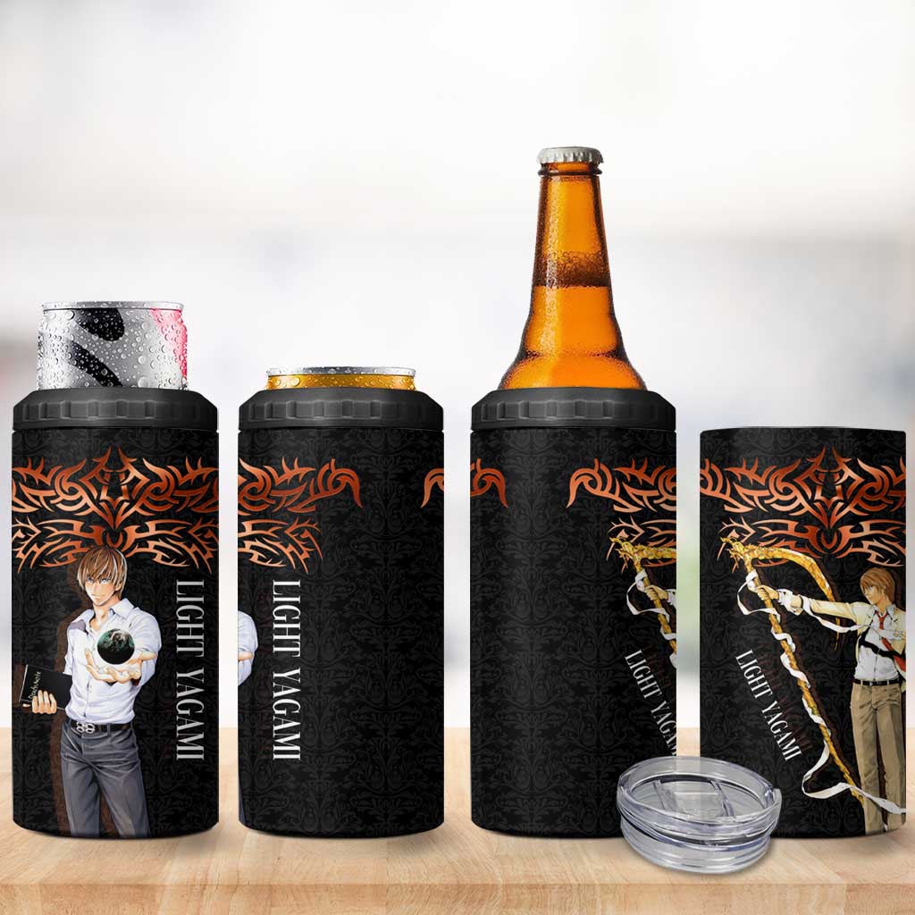 Light Yagami Death Note 4 in 1 Can Cooler Tumbler Tribal Anime Fusion Style