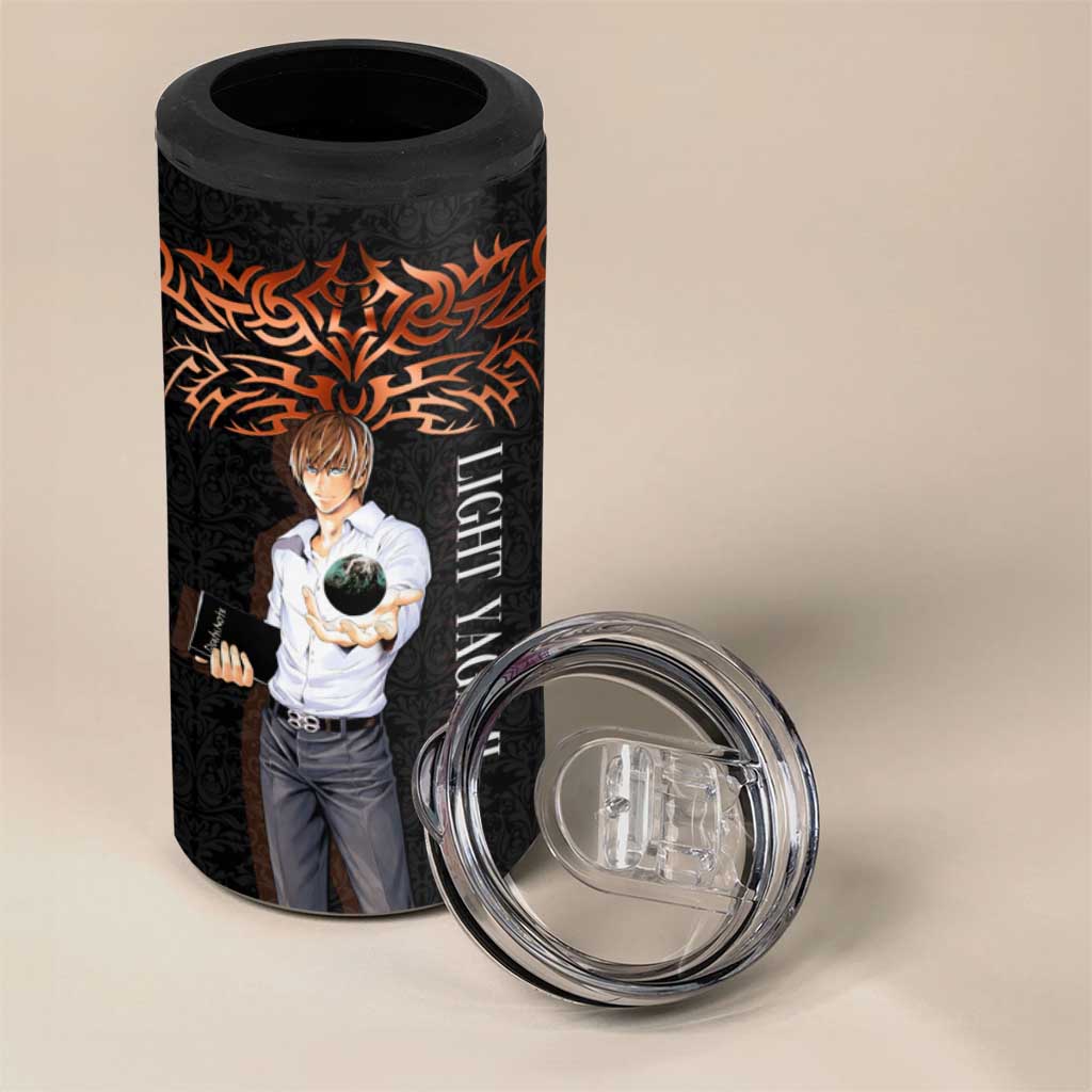 Light Yagami Death Note 4 in 1 Can Cooler Tumbler Tribal Anime Fusion Style