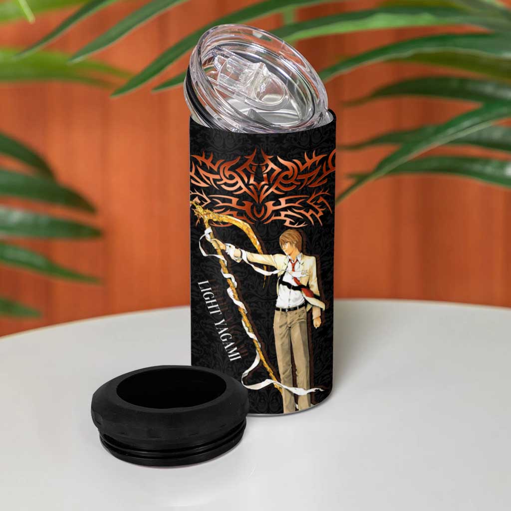 Light Yagami Death Note 4 in 1 Can Cooler Tumbler Tribal Anime Fusion Style