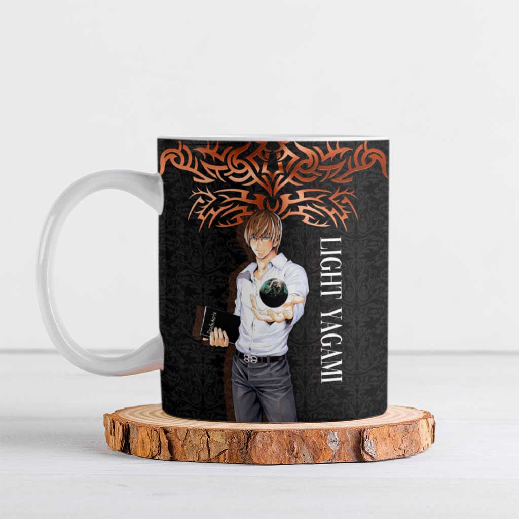 Light Yagami Death Note Ceramic Mug Tribal Anime Fusion Style