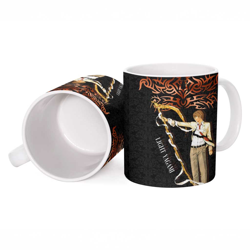 Light Yagami Death Note Ceramic Mug Tribal Anime Fusion Style