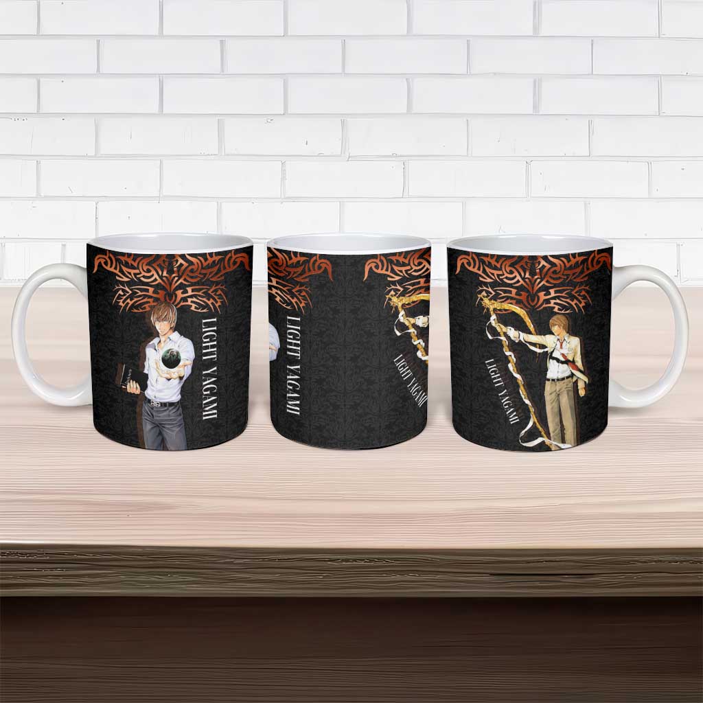 Light Yagami Death Note Ceramic Mug Tribal Anime Fusion Style