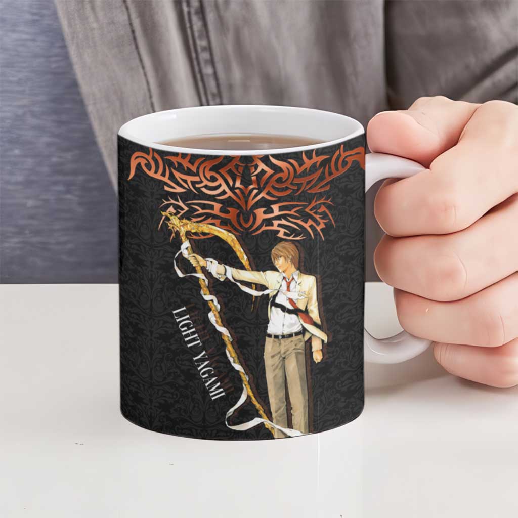 Light Yagami Death Note Ceramic Mug Tribal Anime Fusion Style