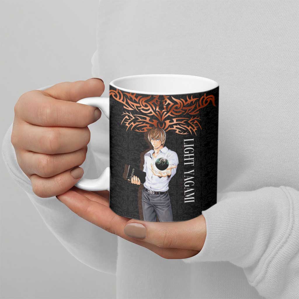 Light Yagami Death Note Ceramic Mug Tribal Anime Fusion Style
