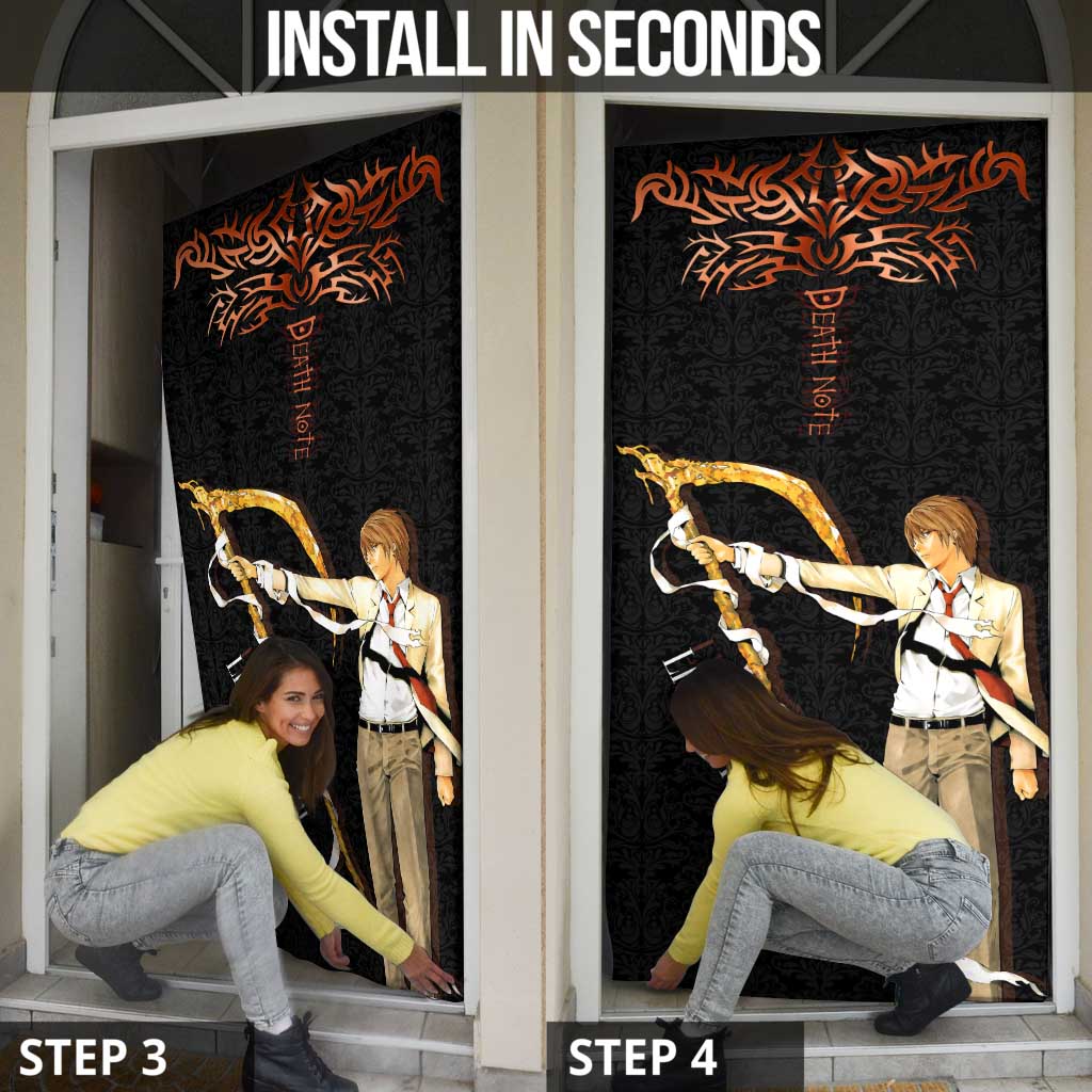 Light Yagami Death Note Door Cover Tribal Anime Fusion Style