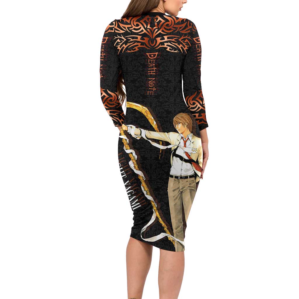 Light Yagami Death Note Family Matching Long Sleeve Bodycon Dress and Hawaiian Shirt Tribal Anime Fusion Style