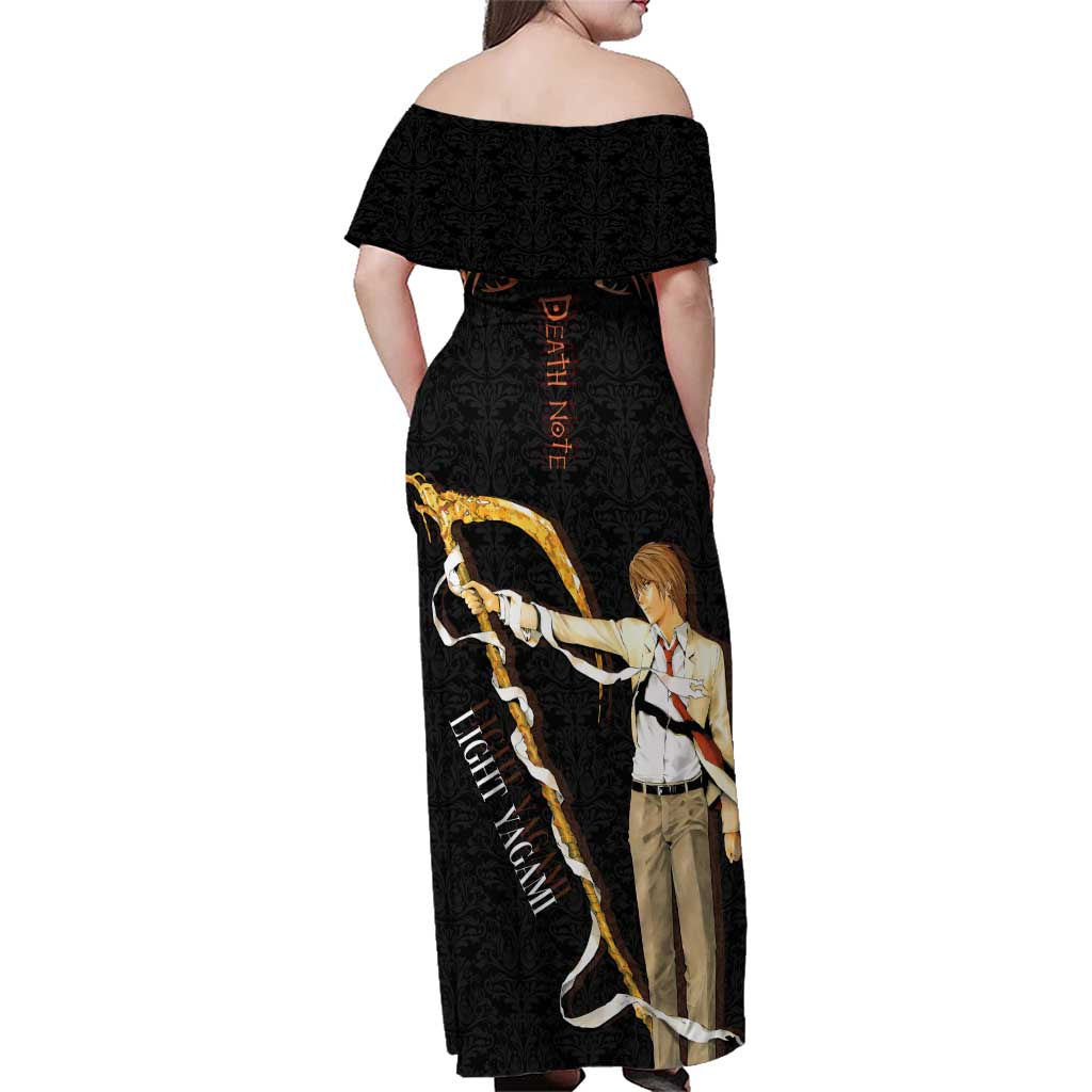 Light Yagami Death Note Family Matching Off Shoulder Maxi Dress and Hawaiian Shirt Tribal Anime Fusion Style