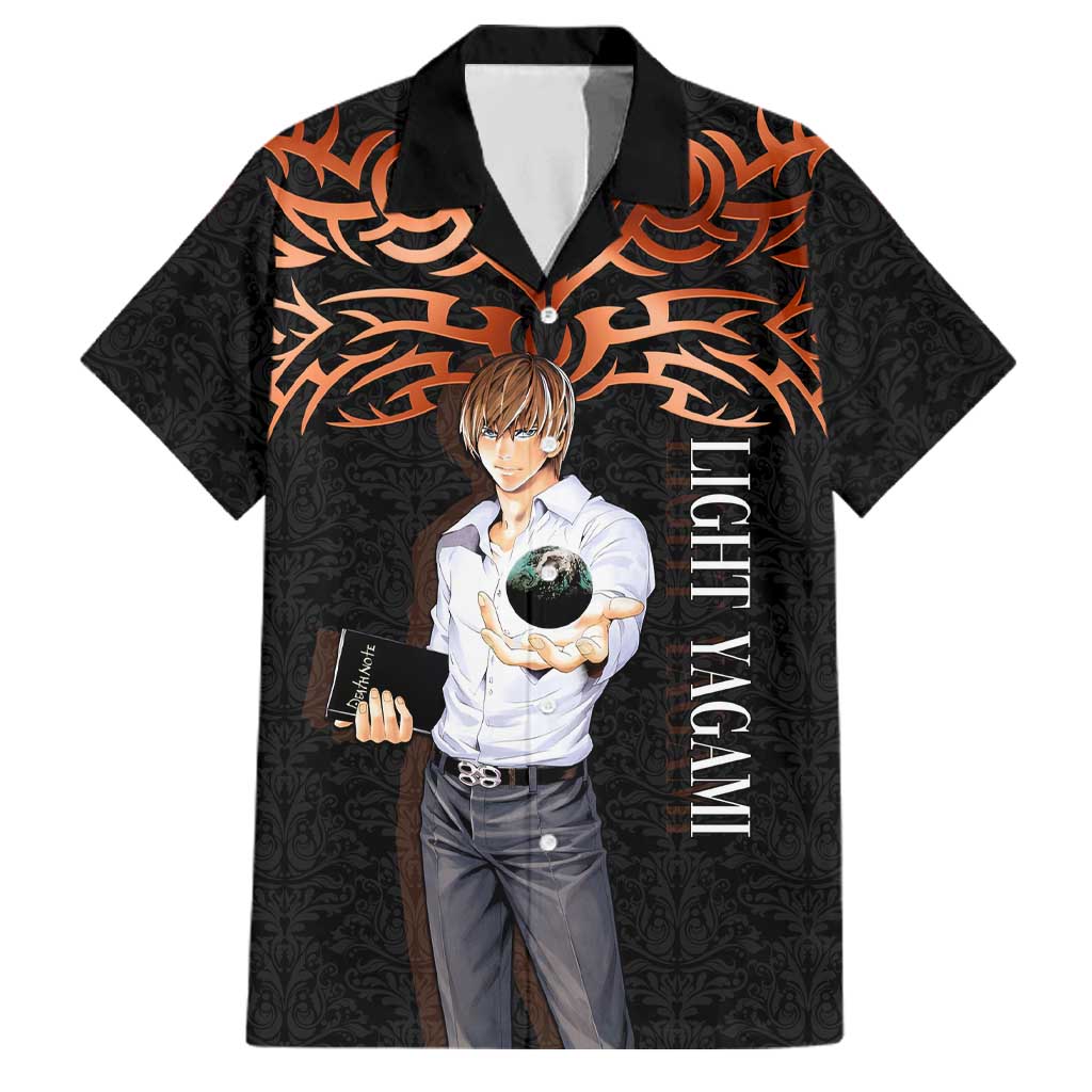 Light Yagami Death Note Family Matching Off Shoulder Short Dress and Hawaiian Shirt Tribal Anime Fusion Style
