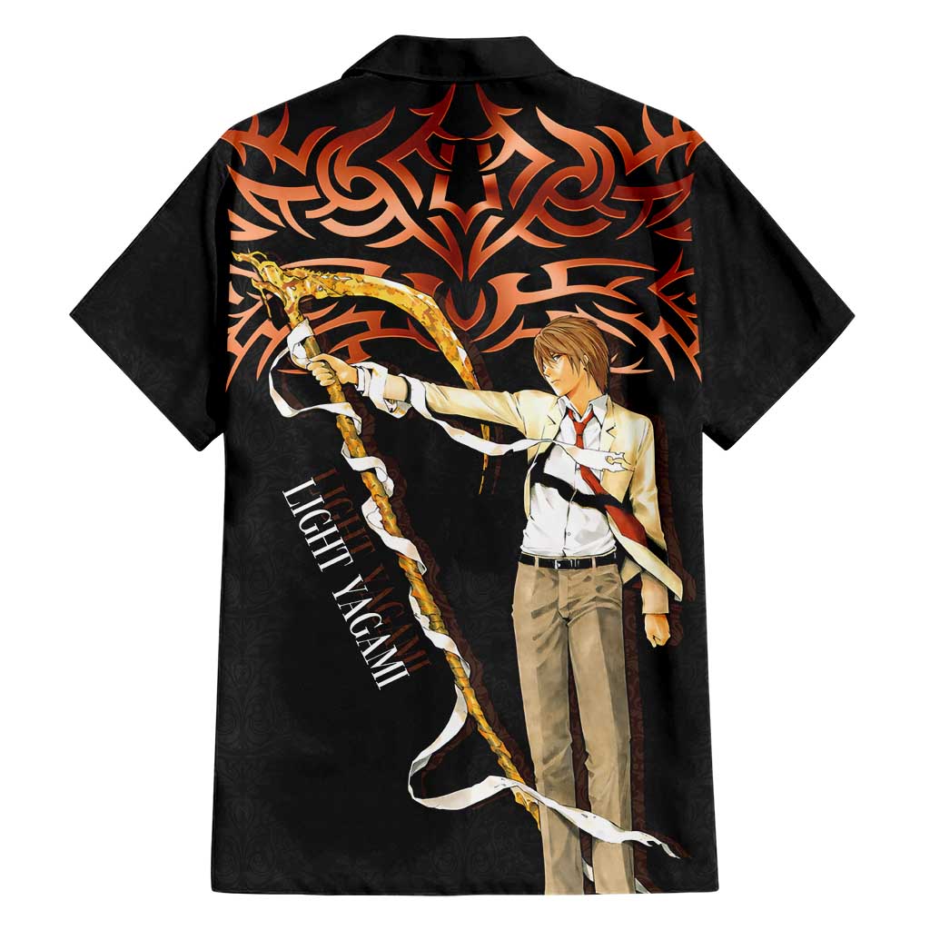 Light Yagami Death Note Family Matching Off Shoulder Short Dress and Hawaiian Shirt Tribal Anime Fusion Style