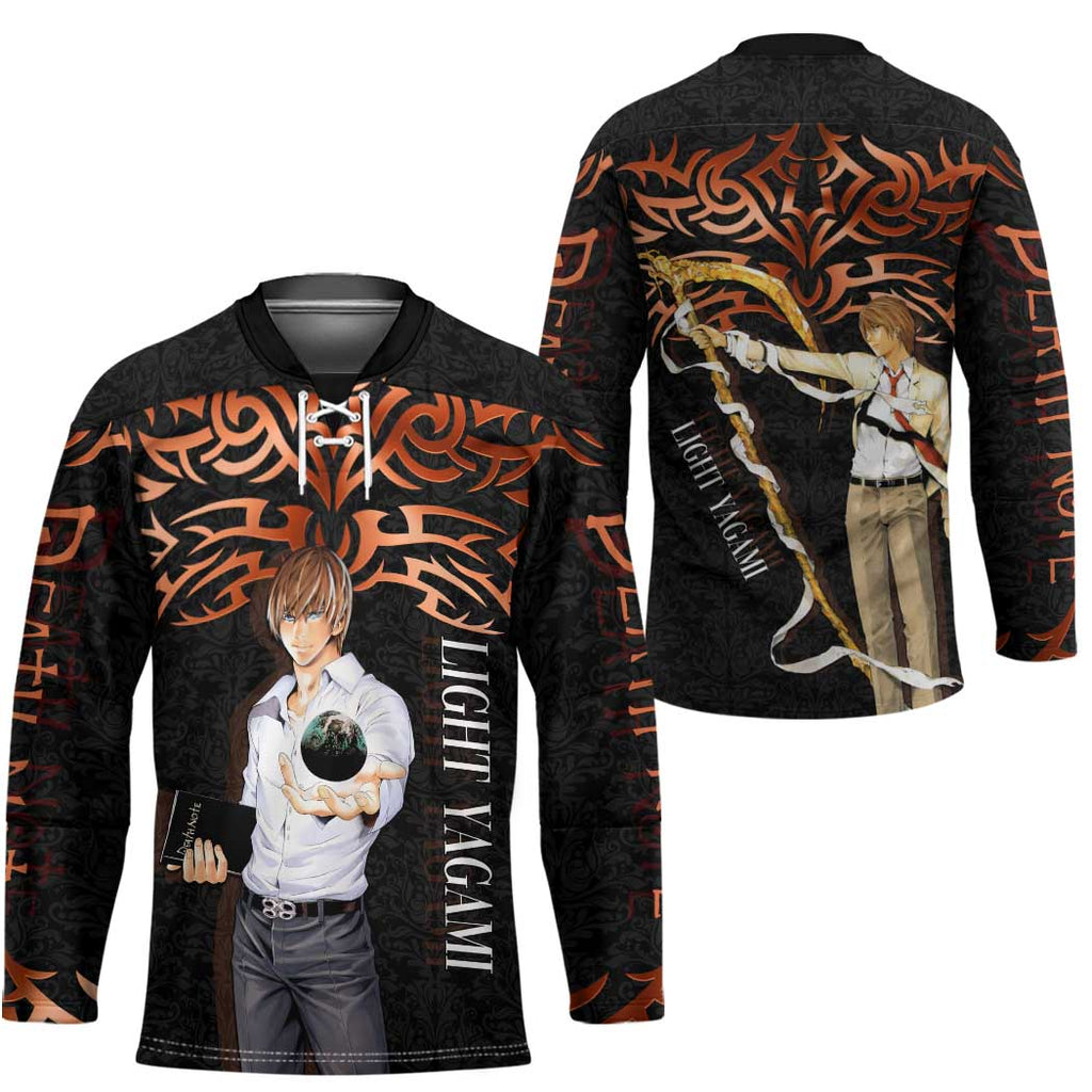 Light Yagami Death Note Hockey Jersey Tribal Anime Fusion Style