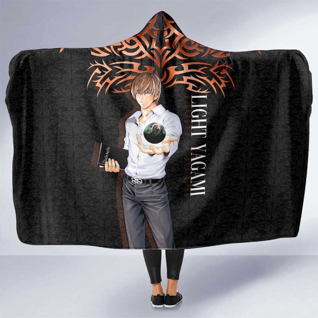 Light Yagami Death Note Hooded Blanket Tribal Anime Fusion Style