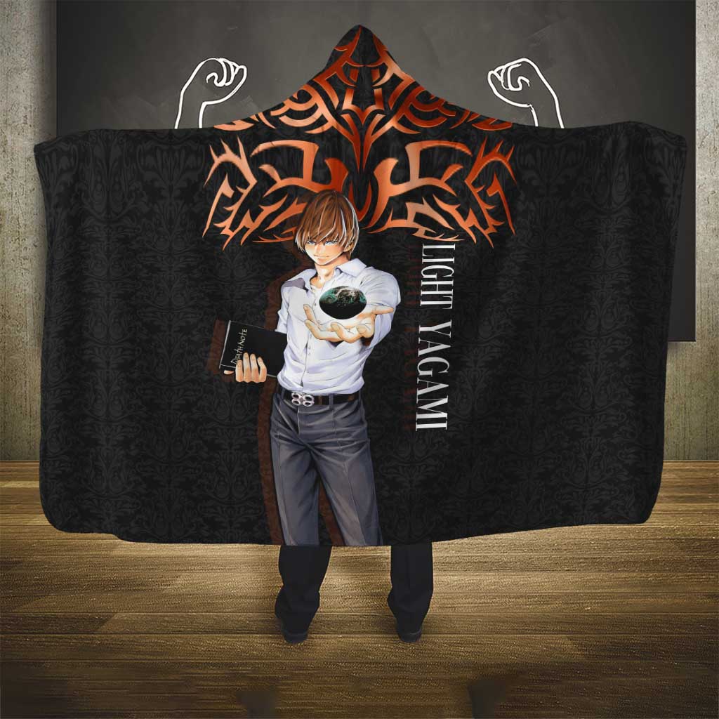 Light Yagami Death Note Hooded Blanket Tribal Anime Fusion Style