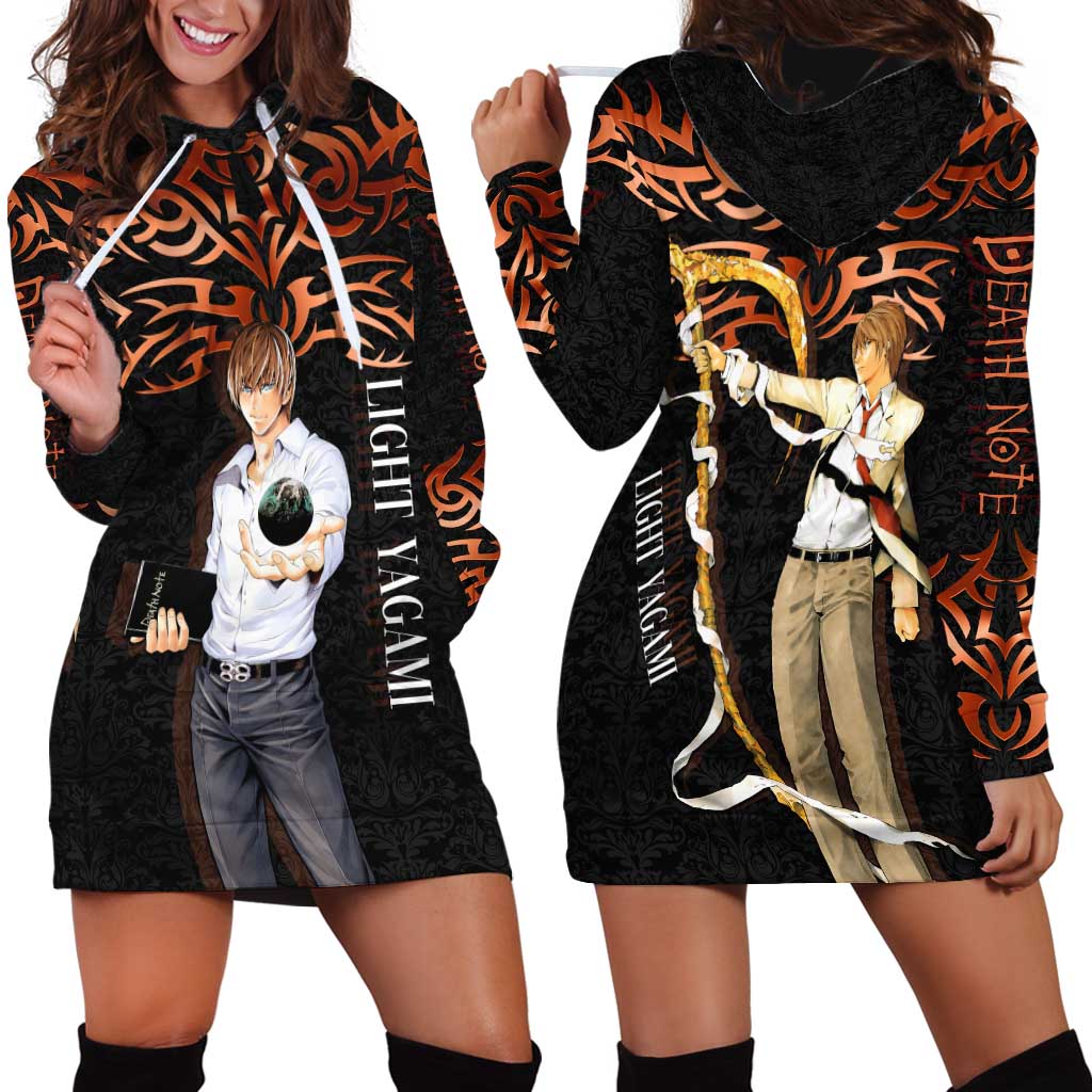 Light Yagami Death Note Hoodie Dress Tribal Anime Fusion Style