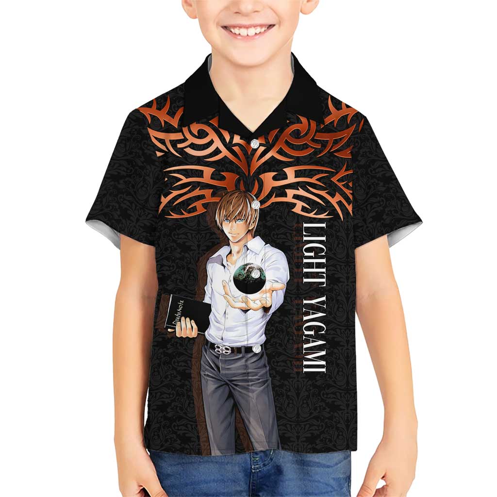 Light Yagami Death Note Kid Hawaiian Shirt Tribal Anime Fusion Style