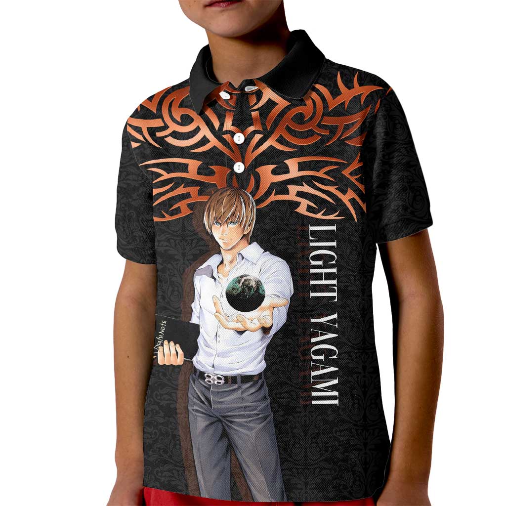 Light Yagami Death Note Kid Polo Shirt Tribal Anime Fusion Style