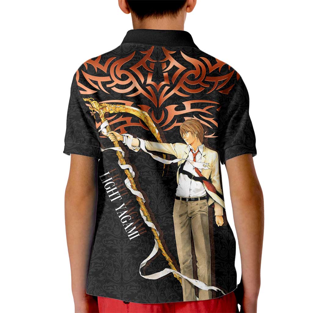 Light Yagami Death Note Kid Polo Shirt Tribal Anime Fusion Style
