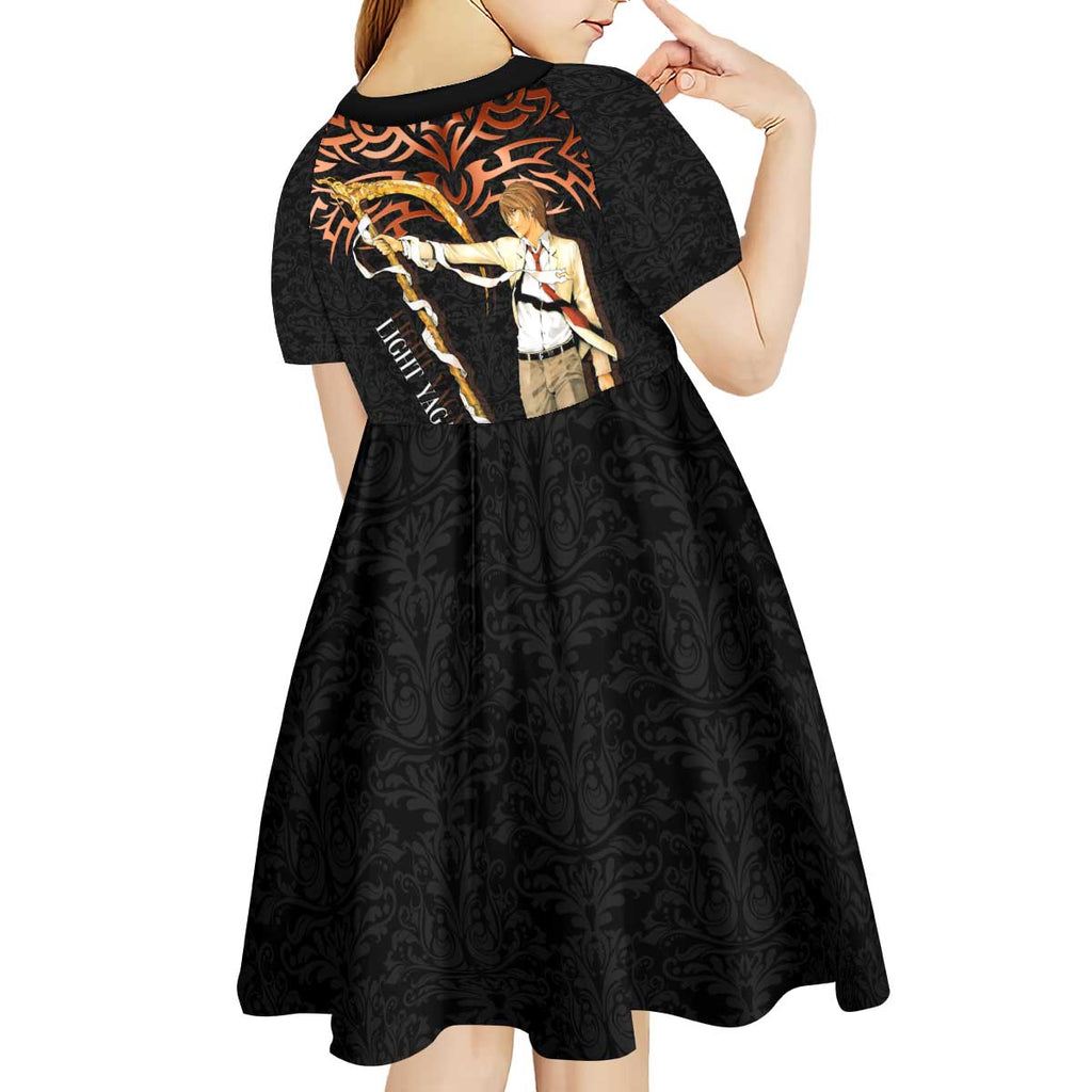 Light Yagami Death Note Kid Short Sleeve Dress Tribal Anime Fusion Style