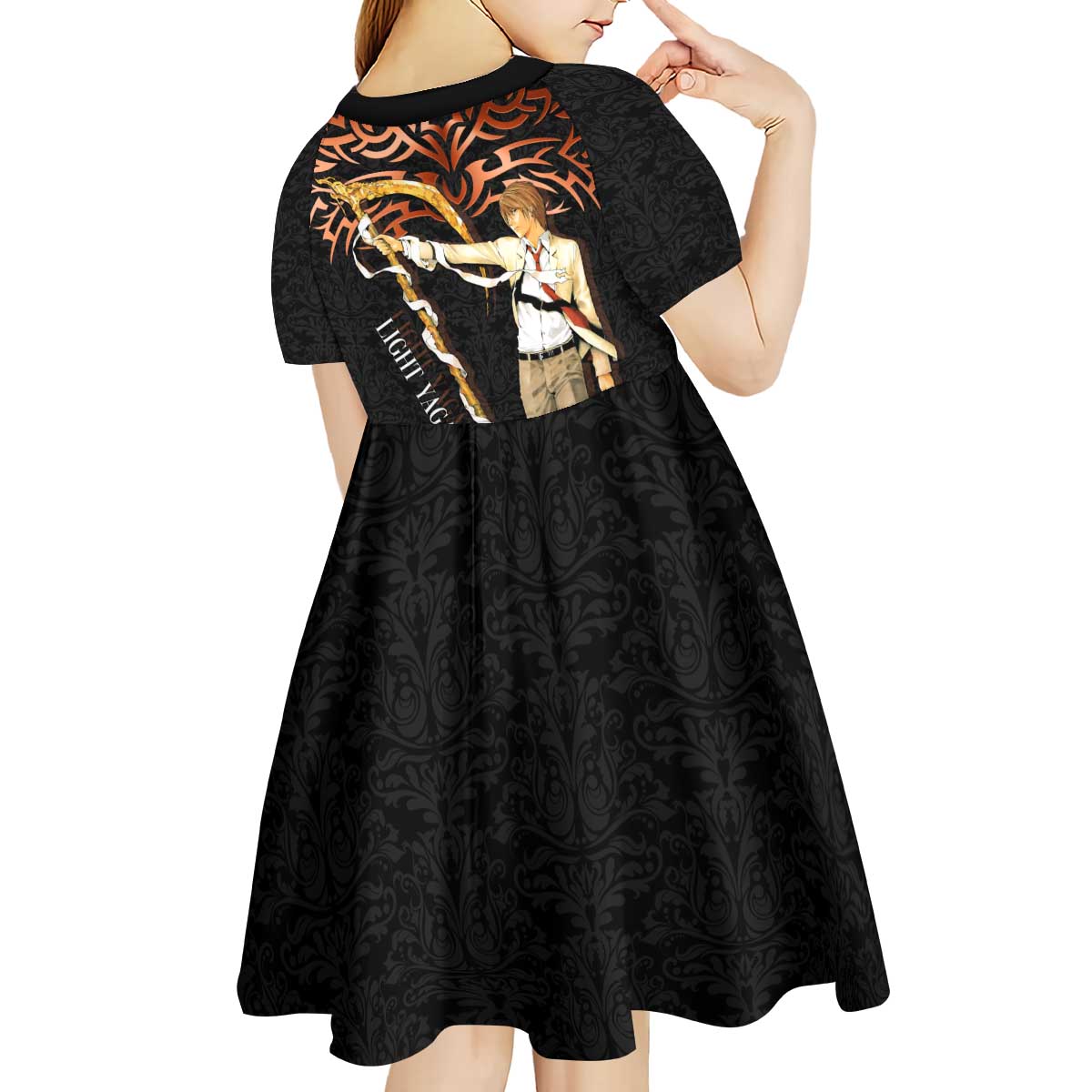 Light Yagami Death Note Kid Short Sleeve Dress Tribal Anime Fusion Style