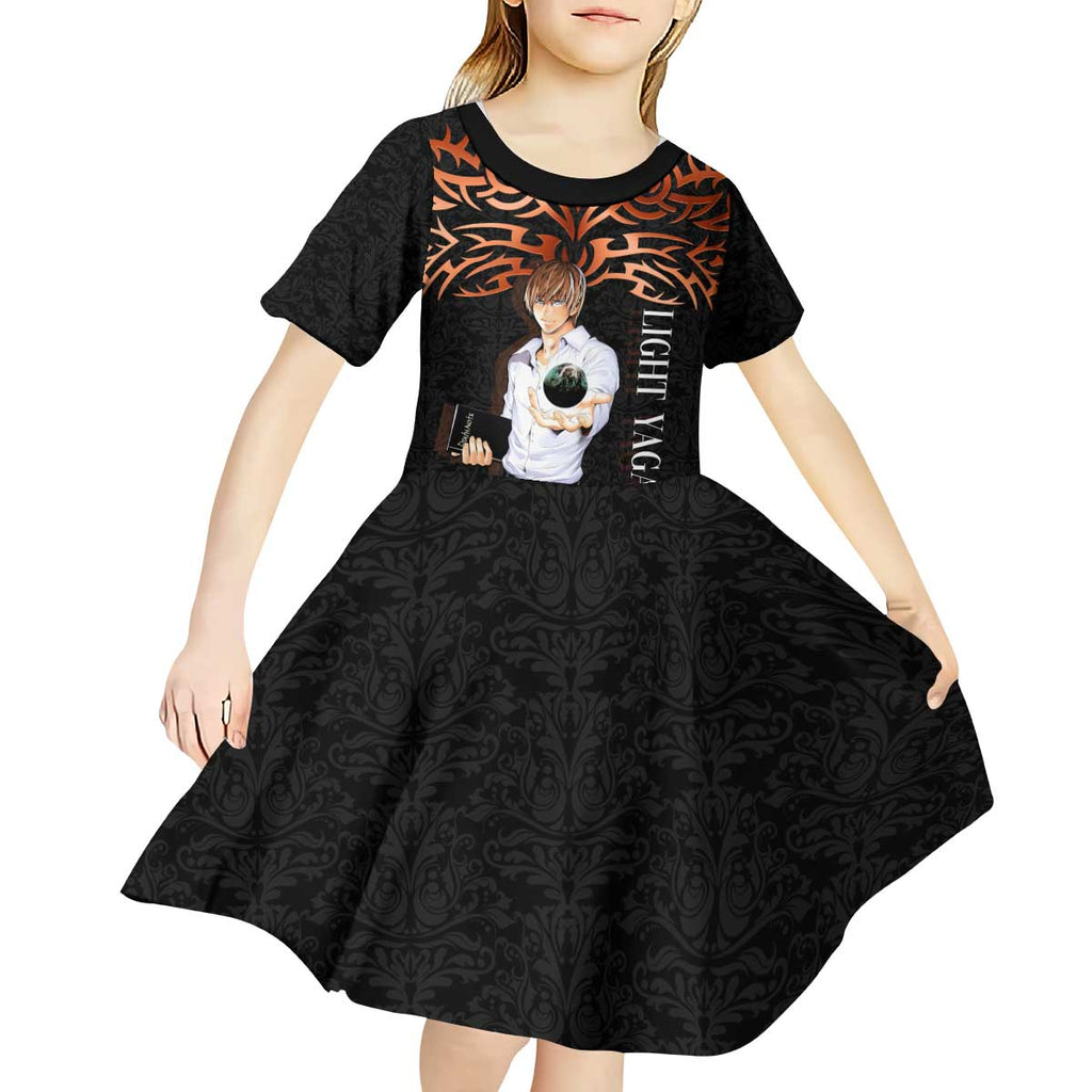 Light Yagami Death Note Kid Short Sleeve Dress Tribal Anime Fusion Style