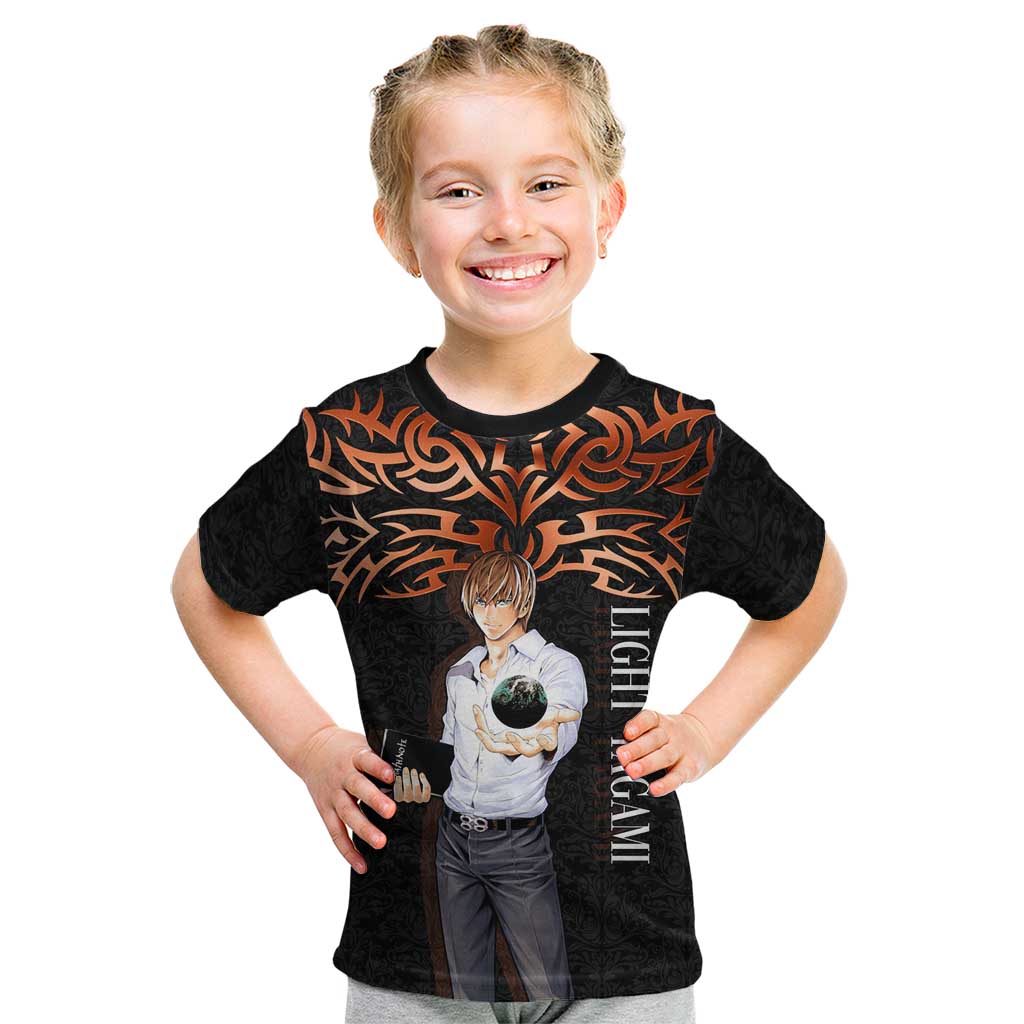 Light Yagami Death Note Kid T Shirt Tribal Anime Fusion Style