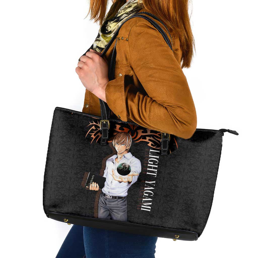 Light Yagami Death Note Leather Tote Bag Tribal Anime Fusion Style