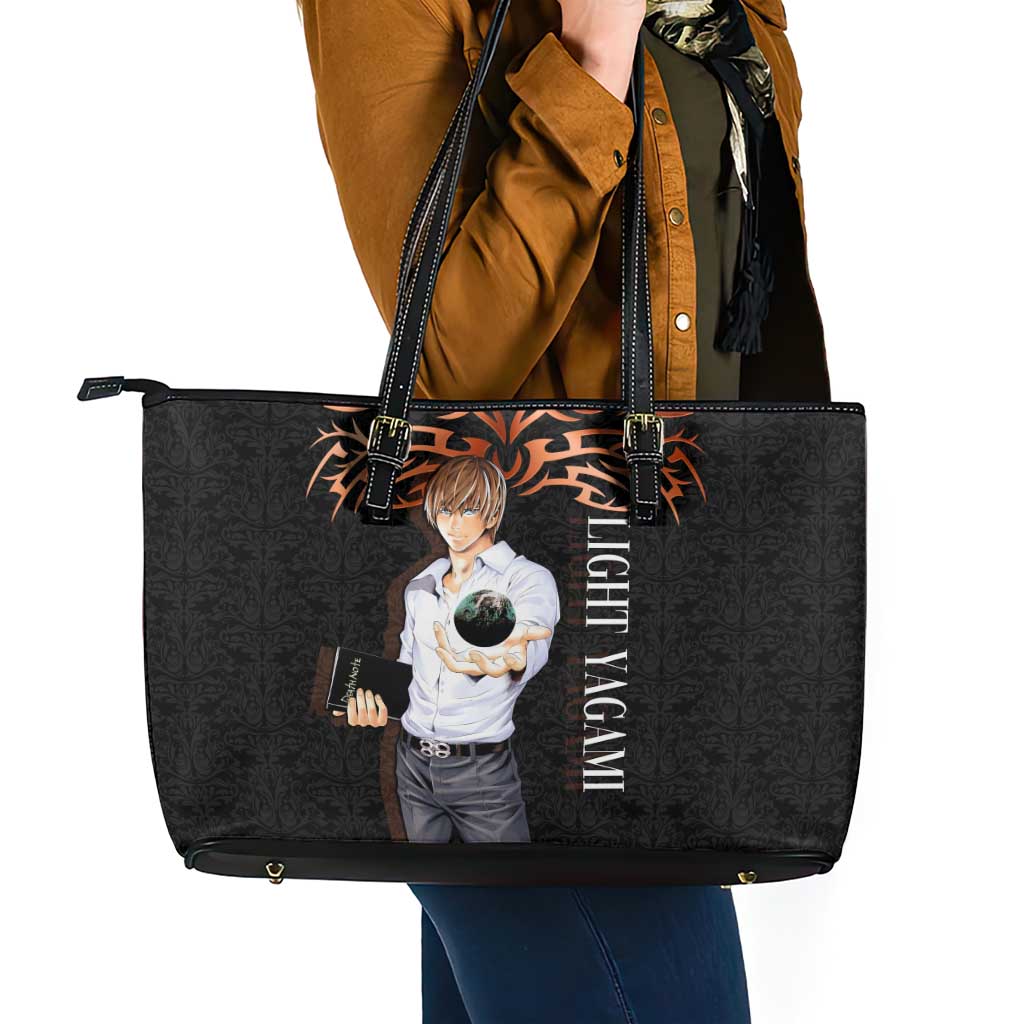 Light Yagami Death Note Leather Tote Bag Tribal Anime Fusion Style