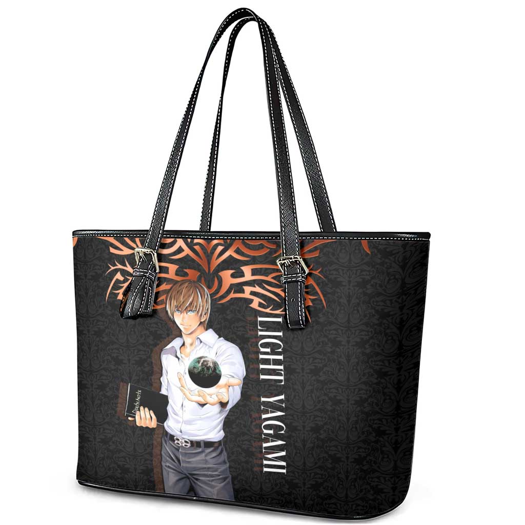 Light Yagami Death Note Leather Tote Bag Tribal Anime Fusion Style