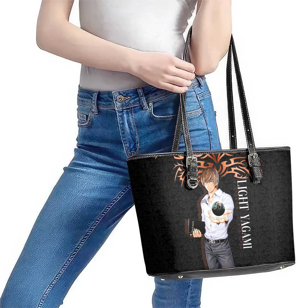 Light Yagami Death Note Leather Tote Bag Tribal Anime Fusion Style