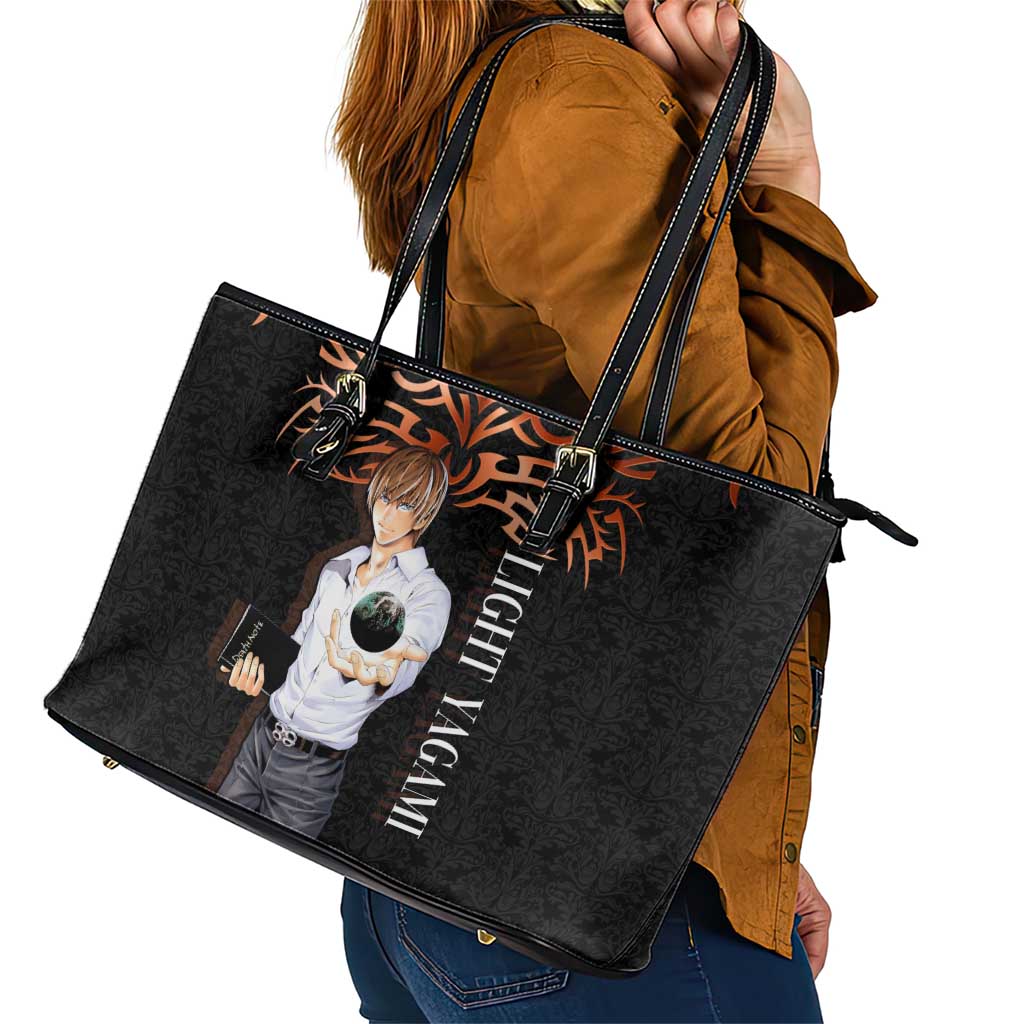 Light Yagami Death Note Leather Tote Bag Tribal Anime Fusion Style