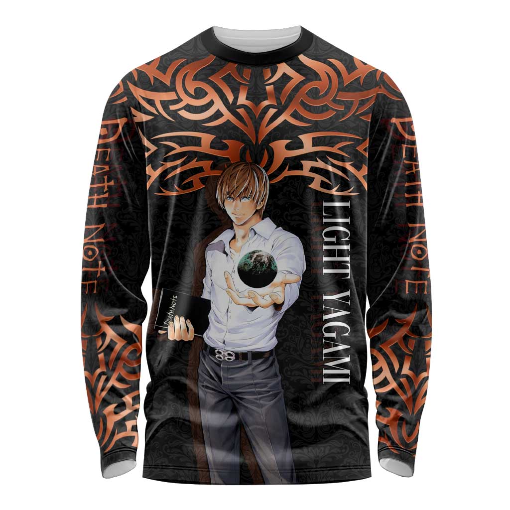Light Yagami Death Note Long Sleeve Shirt Tribal Anime Fusion Style