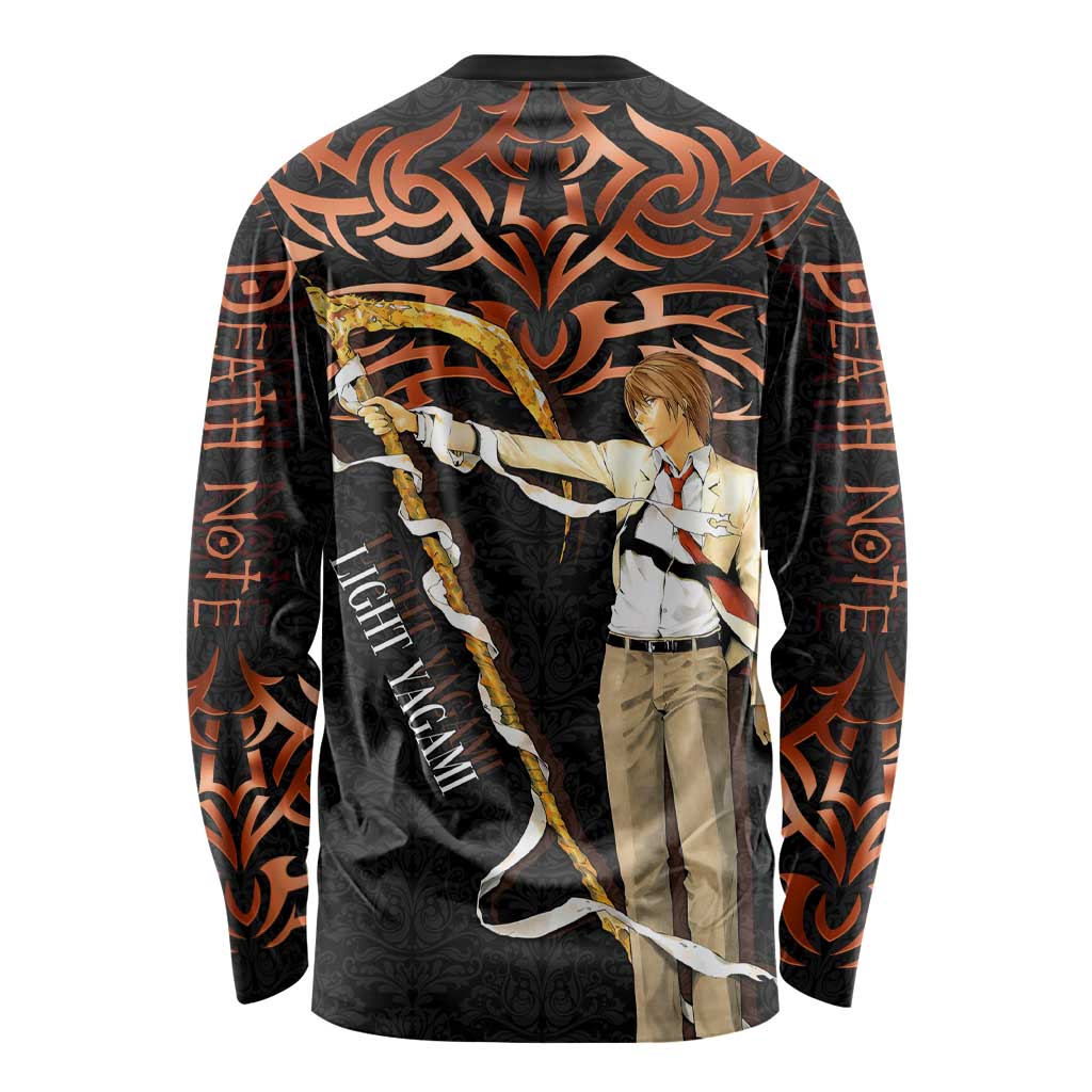 Light Yagami Death Note Long Sleeve Shirt Tribal Anime Fusion Style