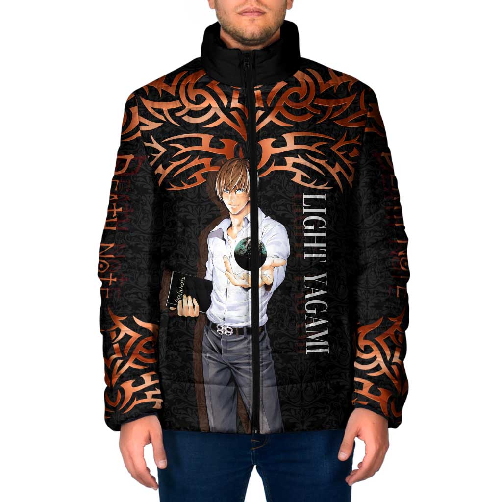 Light Yagami Death Note Padded Jacket Tribal Anime Fusion Style