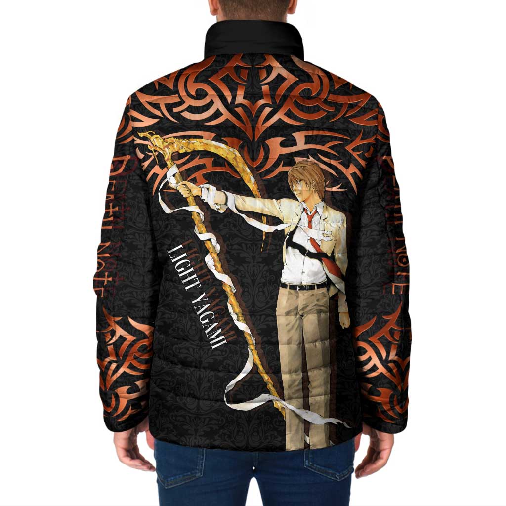 Light Yagami Death Note Padded Jacket Tribal Anime Fusion Style