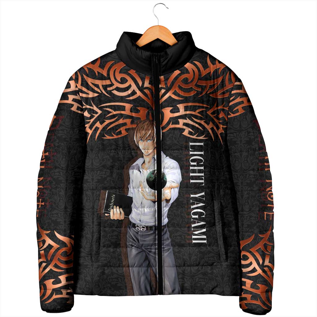 Light Yagami Death Note Padded Jacket Tribal Anime Fusion Style