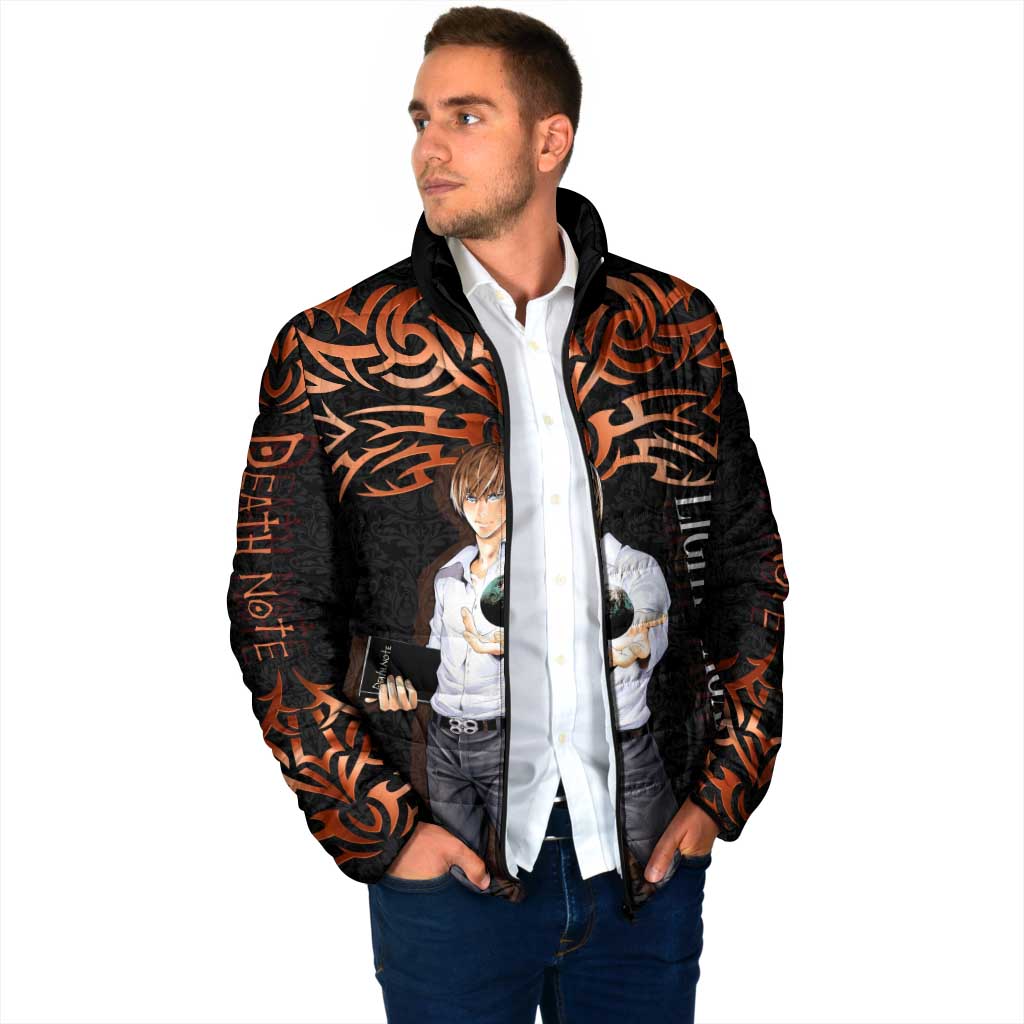 Light Yagami Death Note Padded Jacket Tribal Anime Fusion Style