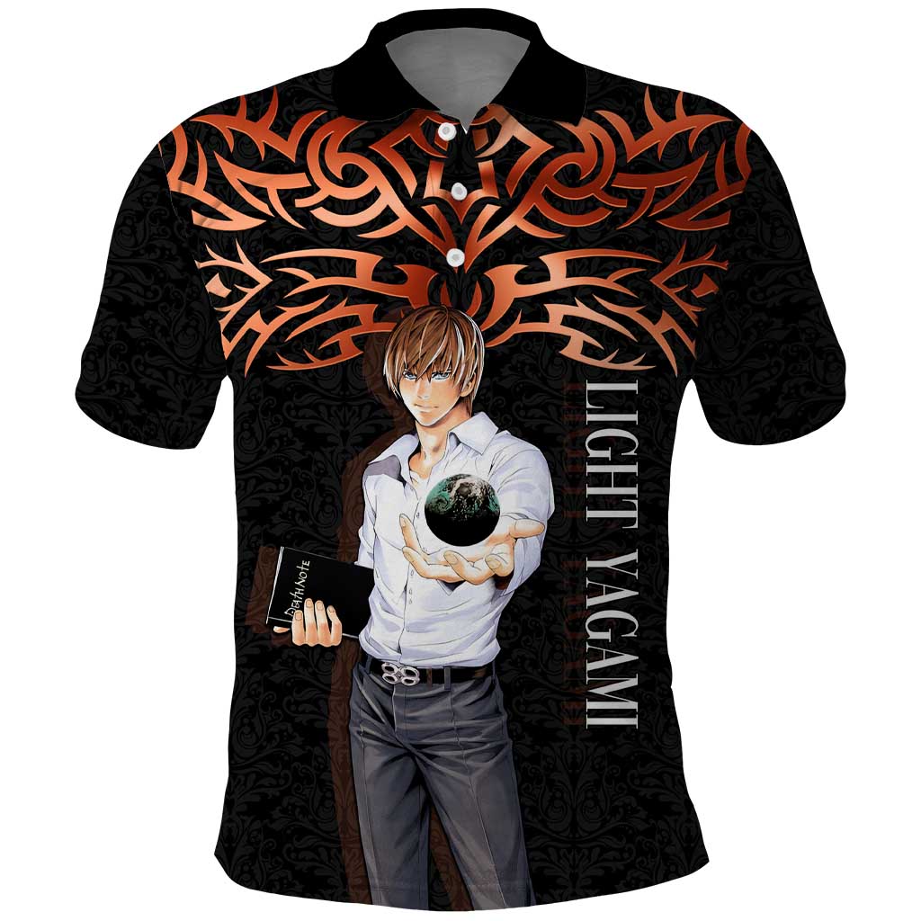 Light Yagami Death Note Polo Shirt Tribal Anime Fusion Style