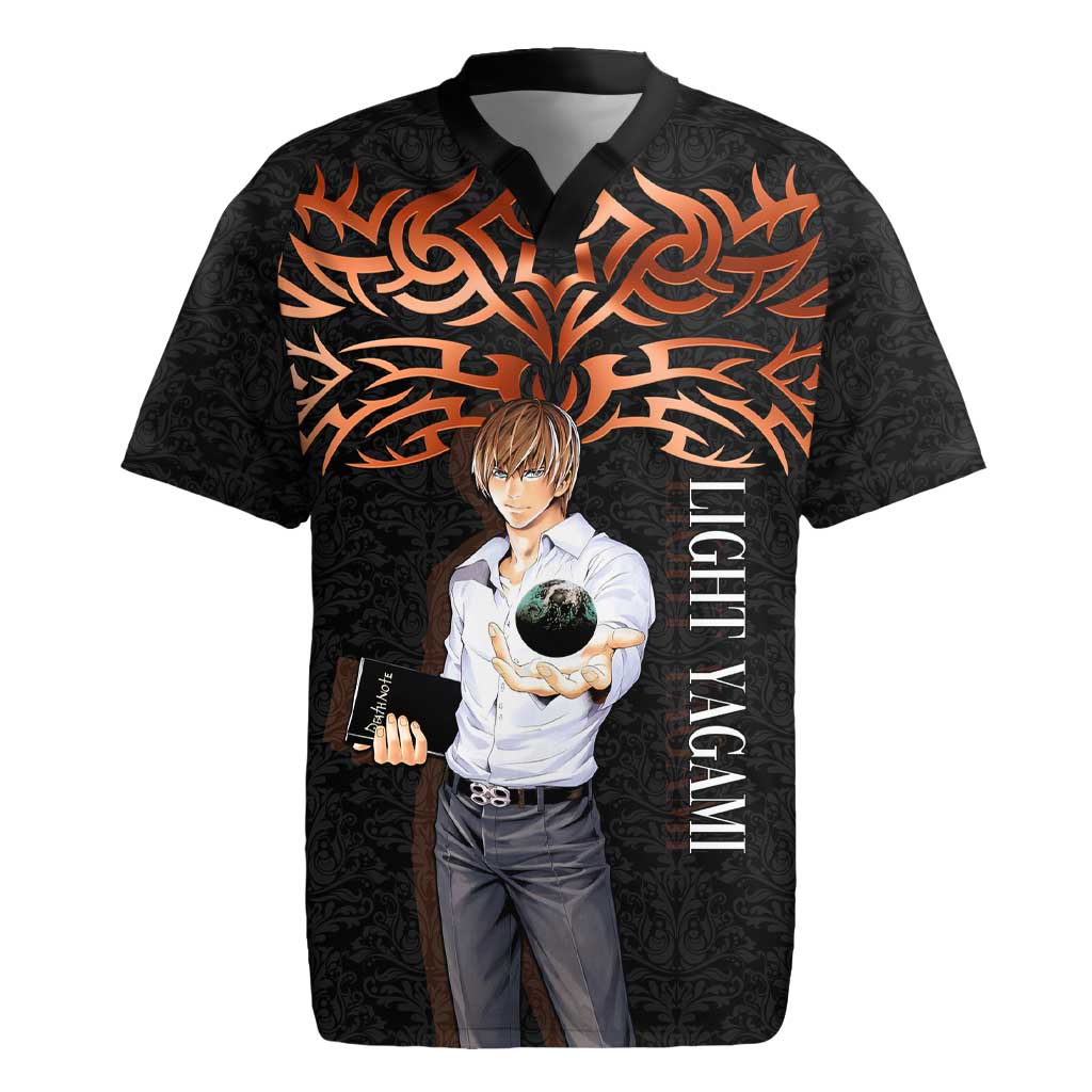 Light Yagami Death Note Rugby Jersey Tribal Anime Fusion Style