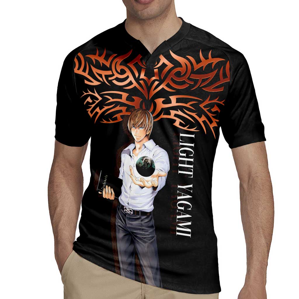 Light Yagami Death Note Rugby Jersey Tribal Anime Fusion Style