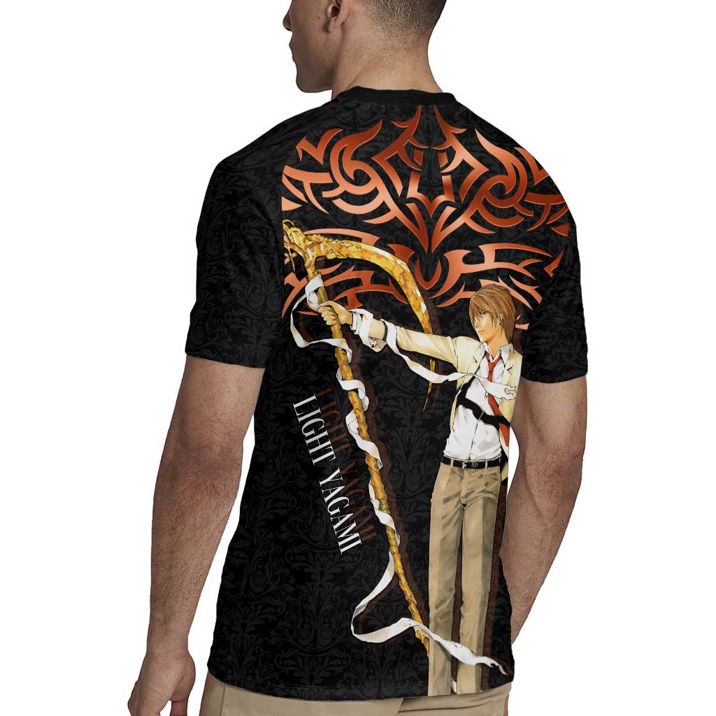 Light Yagami Death Note Rugby Jersey Tribal Anime Fusion Style