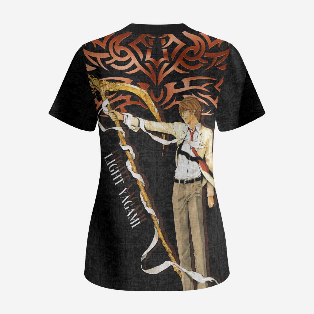 Light Yagami Death Note Scrub Top Tribal Anime Fusion Style