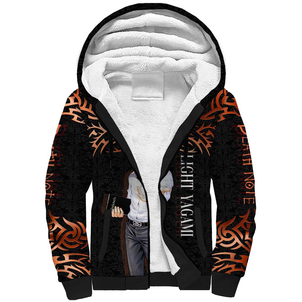 Light Yagami Death Note Sherpa Hoodie Tribal Anime Fusion Style