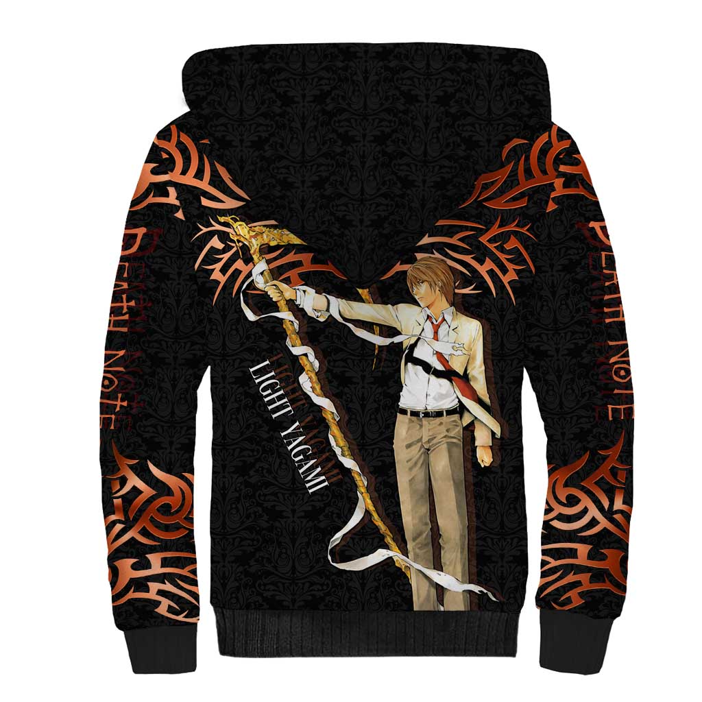 Light Yagami Death Note Sherpa Hoodie Tribal Anime Fusion Style