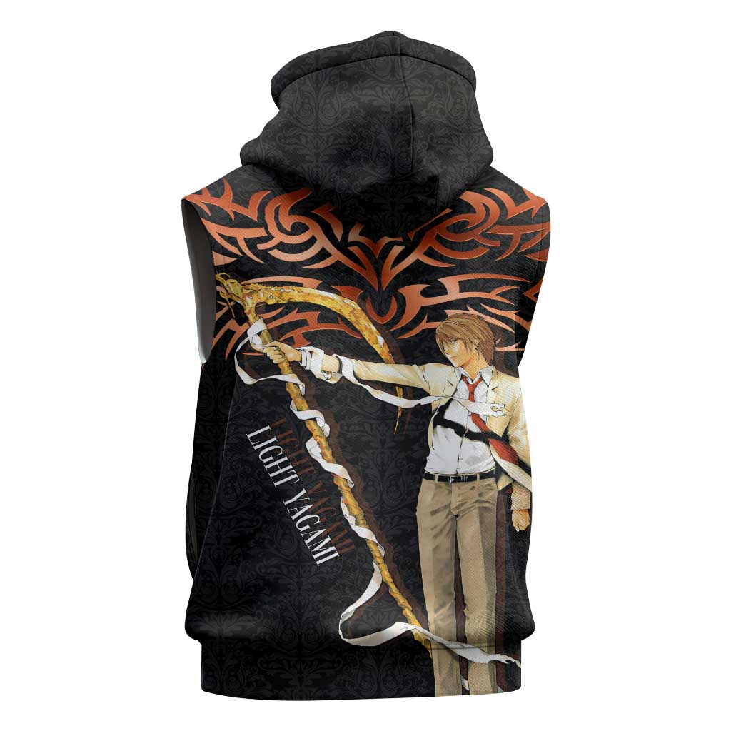 Light Yagami Death Note Sleeveless Hoodie Tribal Anime Fusion Style