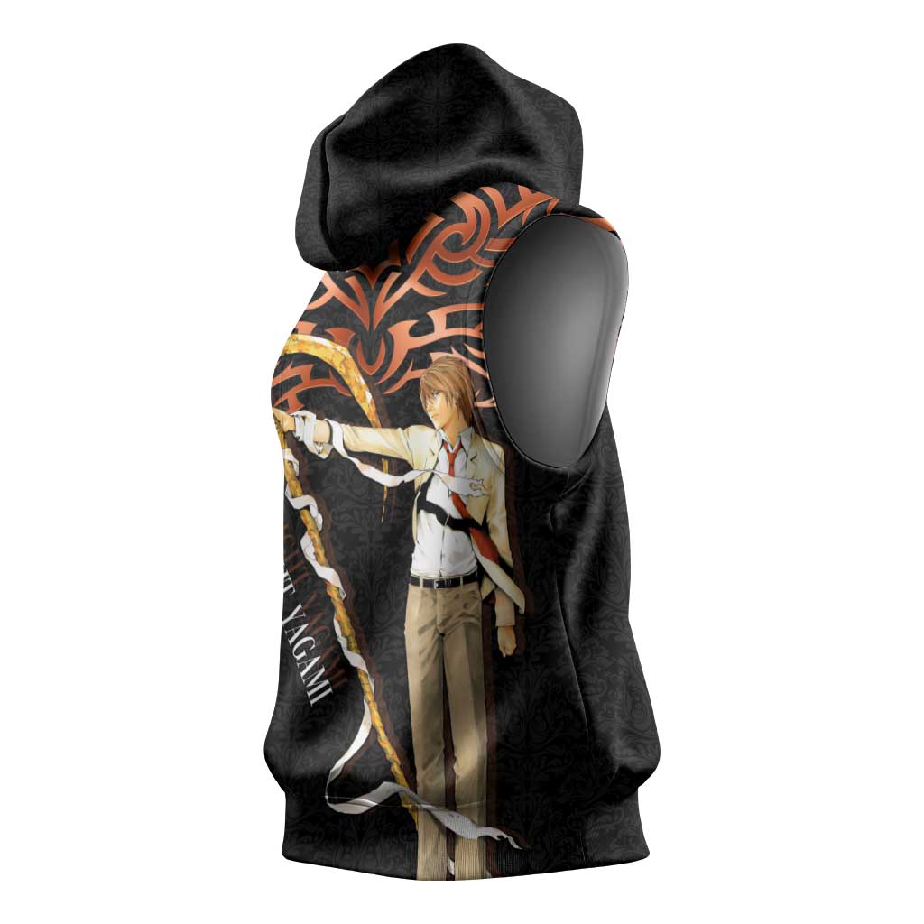Light Yagami Death Note Sleeveless Hoodie Tribal Anime Fusion Style