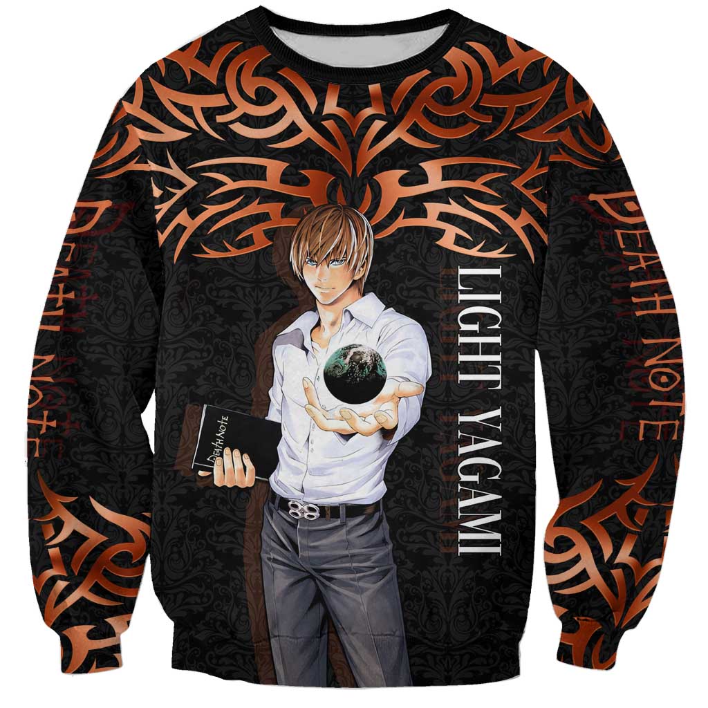 Light Yagami Death Note Sweatshirt Tribal Anime Fusion Style