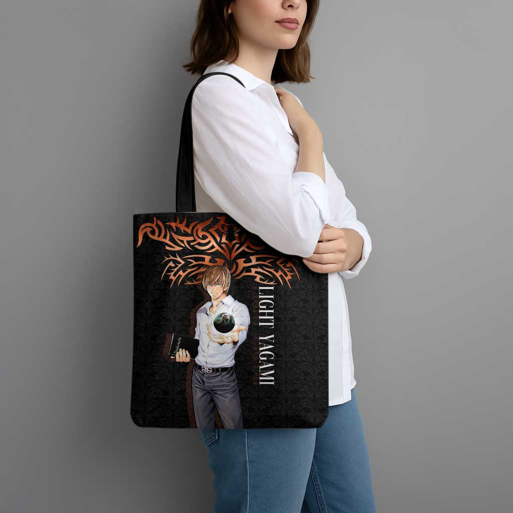 Light Yagami Death Note Tote Bag Tribal Anime Fusion Style